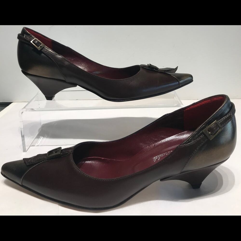 Rinaldi 🇮🇹 mid heel metallic and brown pump